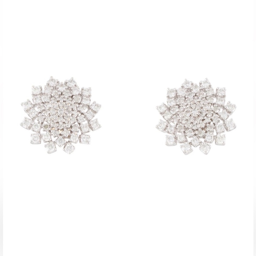 Gorgeous Diamond Cluster Dome 14k Earrings